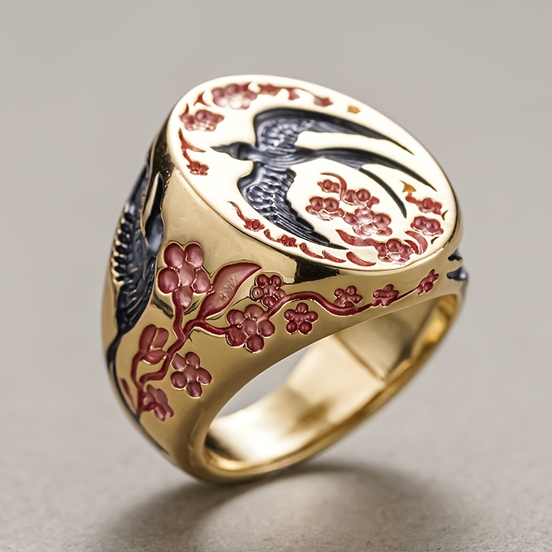Ethnic Style Retro Wild Goose Pattern Wide Ring